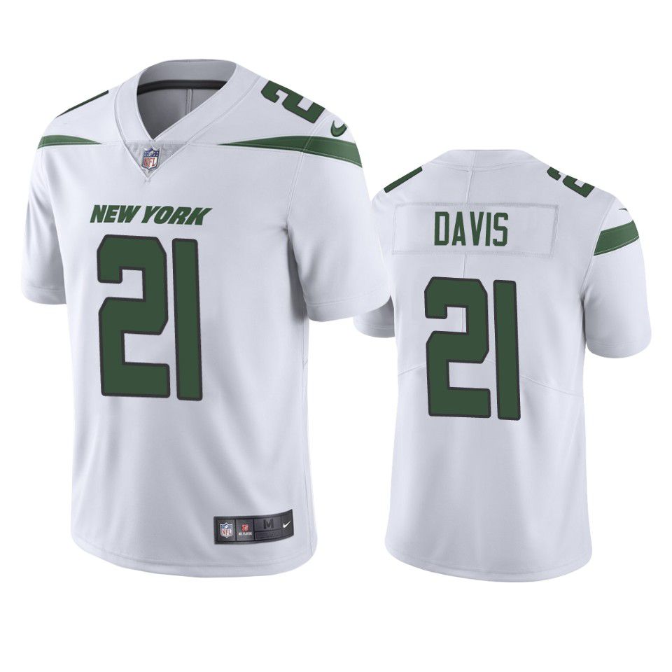 Men New York Jets #21 Ashtyn Davis Nike White Limited NFL Jersey->new york jets->NFL Jersey